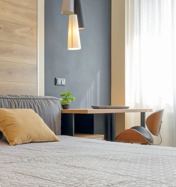 modern minimalist bedroom 12 square meters with smart storage solutions