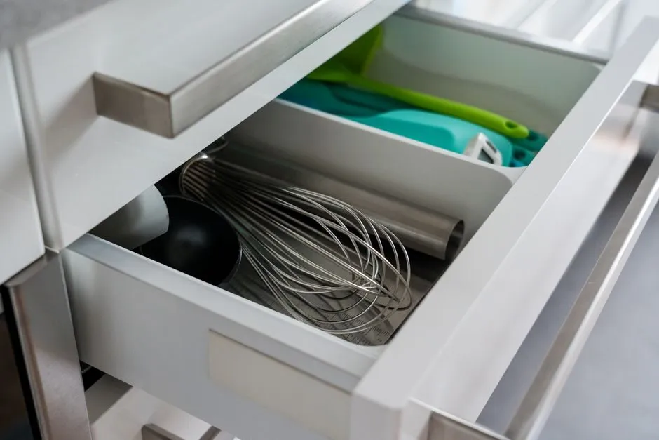 kitchen drawer organizers with utensils and cutlery neatly arranged