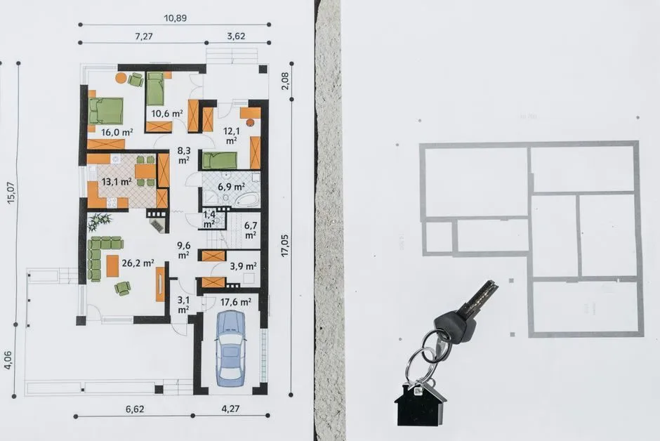 architectural floor plan comparison showing before and after layout