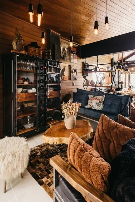 modern living room with mix of wooden furniture showing different wood types