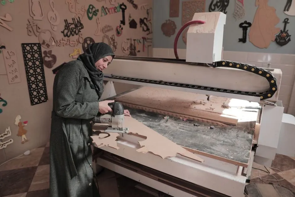 modern furniture workshop with MDF and plywood sheets