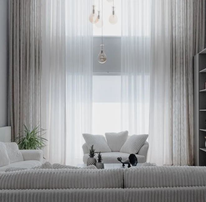 minimalist modern living room with clean lines and neutral colors