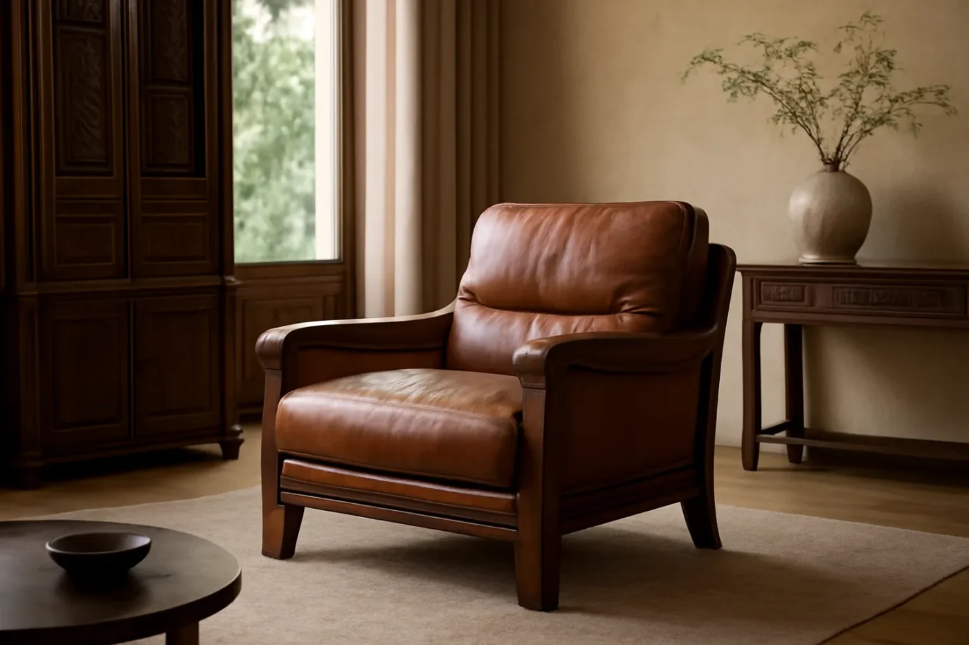 Ghế sofa đơn bằng da cho phòng khách sang trọng