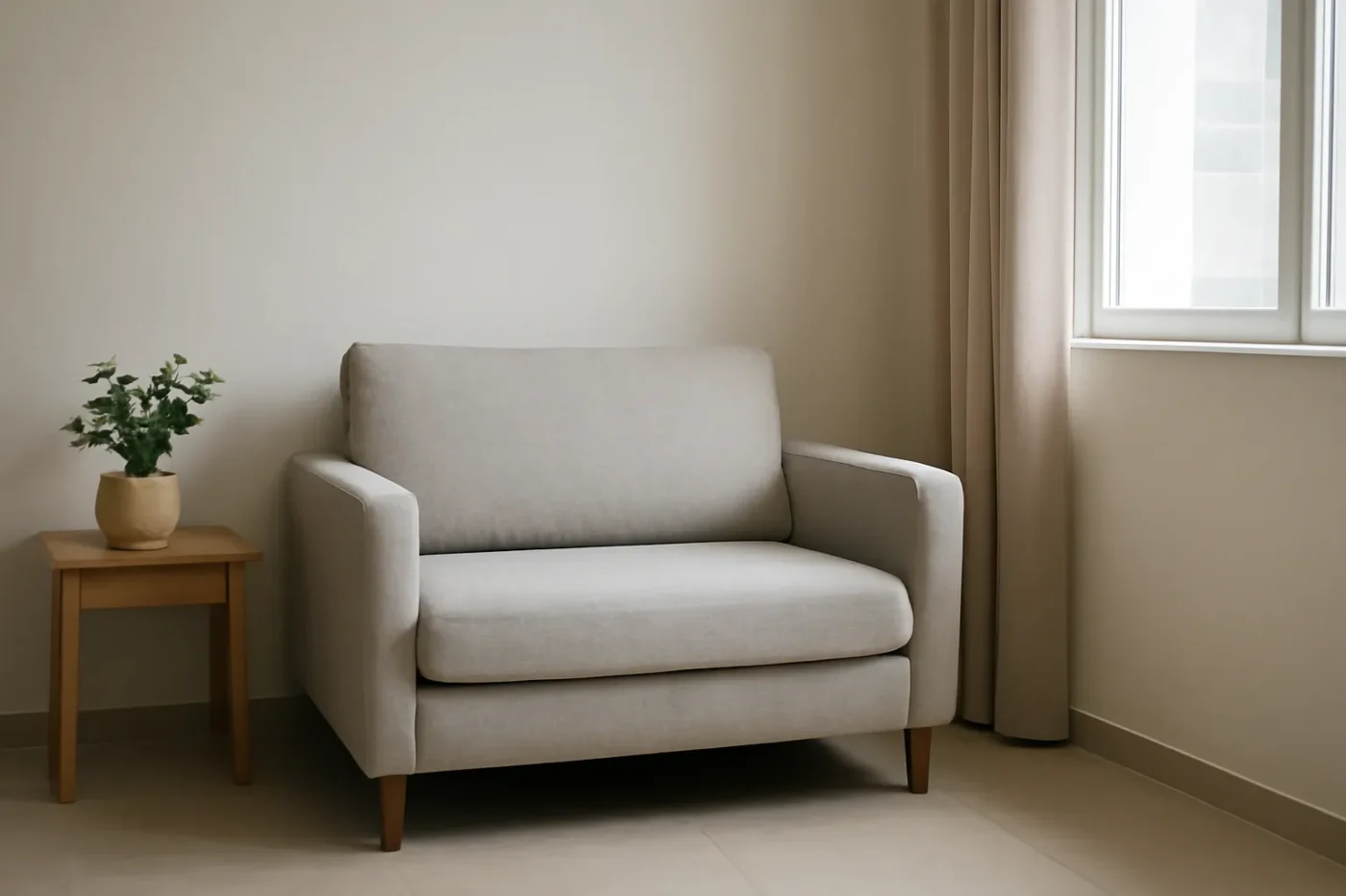 Ghế sofa đơn thiết kế tối giản phù hợp phòng khách nhỏ