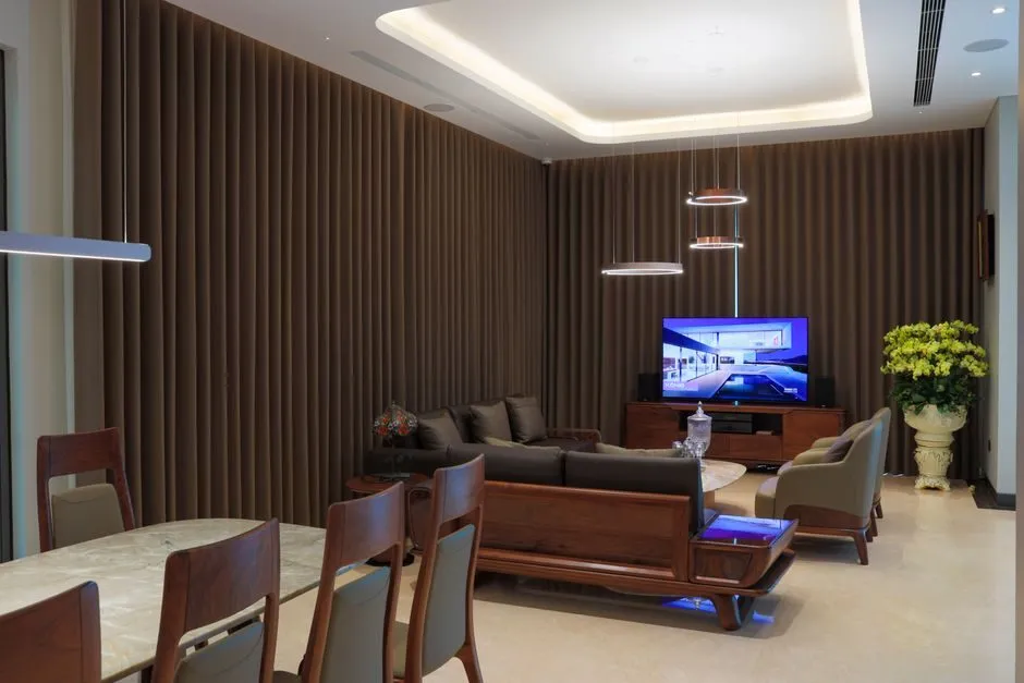 Kệ tivi kết hợp đèn led hắt sáng ấm cúng