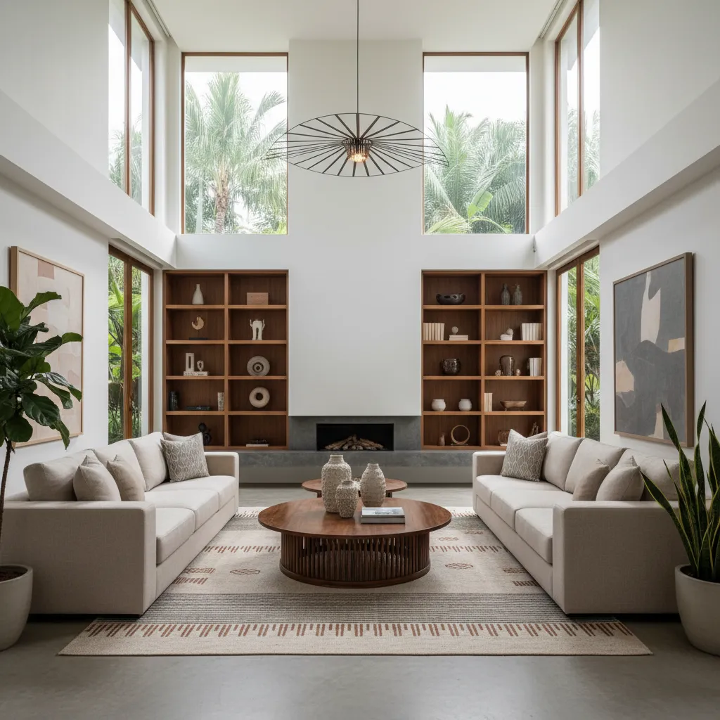 Bộ sofa chữ U trong phòng khách rộng rãi